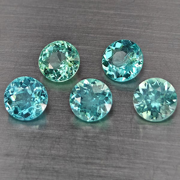 Natural Paraiba Color Apatite 2.72 Ct. 5 Pcs Round Shape 5.4 Mm Gemstones From Tanzania: Product ID: 800613764 Product Name: Natural Apatite Weight: 2.72 CT. Size: 5.4 x 5.4 x 3.3 MM. Shape: Round Color: Paraiba Color Clarity:SI1 Luster: Good Gems Origin: Tanzania Treatment: Unheated Crys