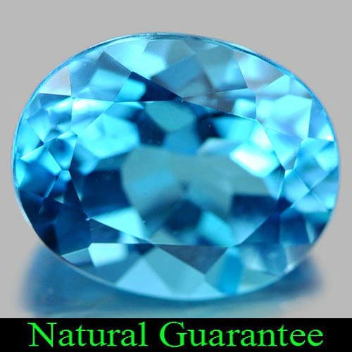 Natural Swiss Blue Topaz 4.43 Ct. VVS Oval Shape 11 x 9 Mm. Gemstone From Brazil: Product ID: 807160568 Product Name: Natural Blue Topaz Weight: 4.43 CT. Size: 11 x 9 x 6.1 MM. Shape: Oval Color: Blue Clarity:VVS Luster: Good Gems Origin: Brazil Treatment: Treated Crystal Structure