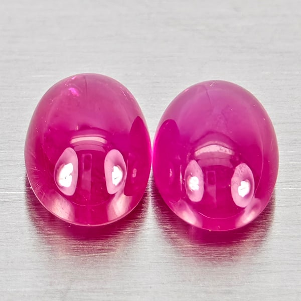 Natural Pink Red Jonson Ruby 1.69 Ct. 2 Pcs Oval Cabochon Shape 6.1 x 4.3 Mm Gemstones from (1 of 3)