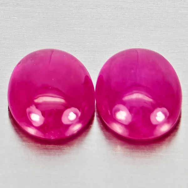 Natural Pink Red Jonson Ruby 0.94 Ct. 2 Pcs Oval Cabochon Shape 5.2 x 4.2 Mm Gemstones From (1 of 3)