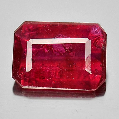 Natural Pinkish Red Ruby 1.08 Ct. Octagon Shape 6.7 x 4.9 Mm Gemstone From Madagascar (1 of 3)