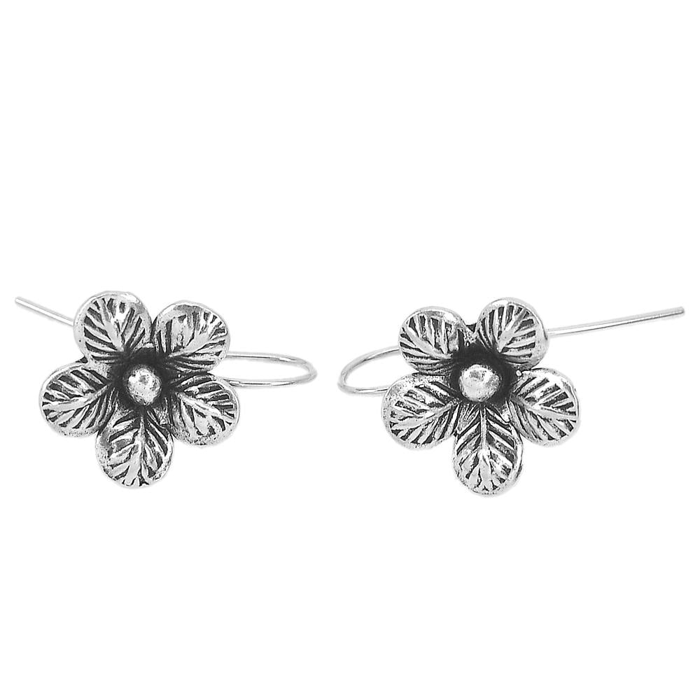 925 Sterling Silver Earrings Jewelry 3.27 Grams Flower Design (1 of 3)