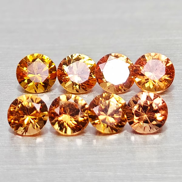 Natural Orange Songea Sapphire 0.61 Ct. 8 Pcs Round Shape 2.6 Mm Gemstones From Tanzania: Product ID: 806162442 Product Name: Natural Orange Sapphire Weight: 0.61 CT. Size: 2.6 x 2.6 x 1.7 MM. Shape: Round Diamond Cut Color: Orange Clarity:VSI Luster: Good Gems Origin: Tanzania Treatment: