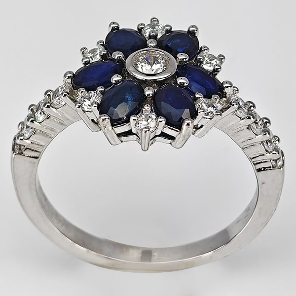 Natural Blue Sapphire Real 925 Sterling Silver Ring Jewelry 3.25 Grams Size 7 (1 of 3)