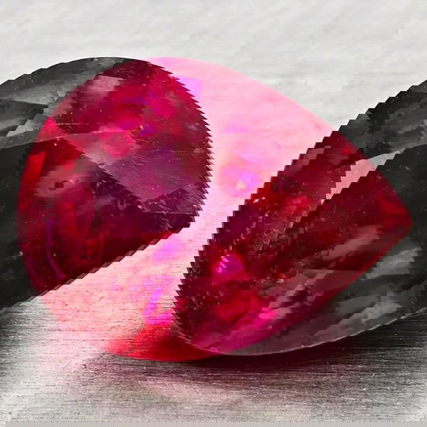 Natural Natural Purplish Red Ruby 2.16 Ct. Pear Shape 9 x 7.1 Mm Gemstone From Madagascar (1 of 3)