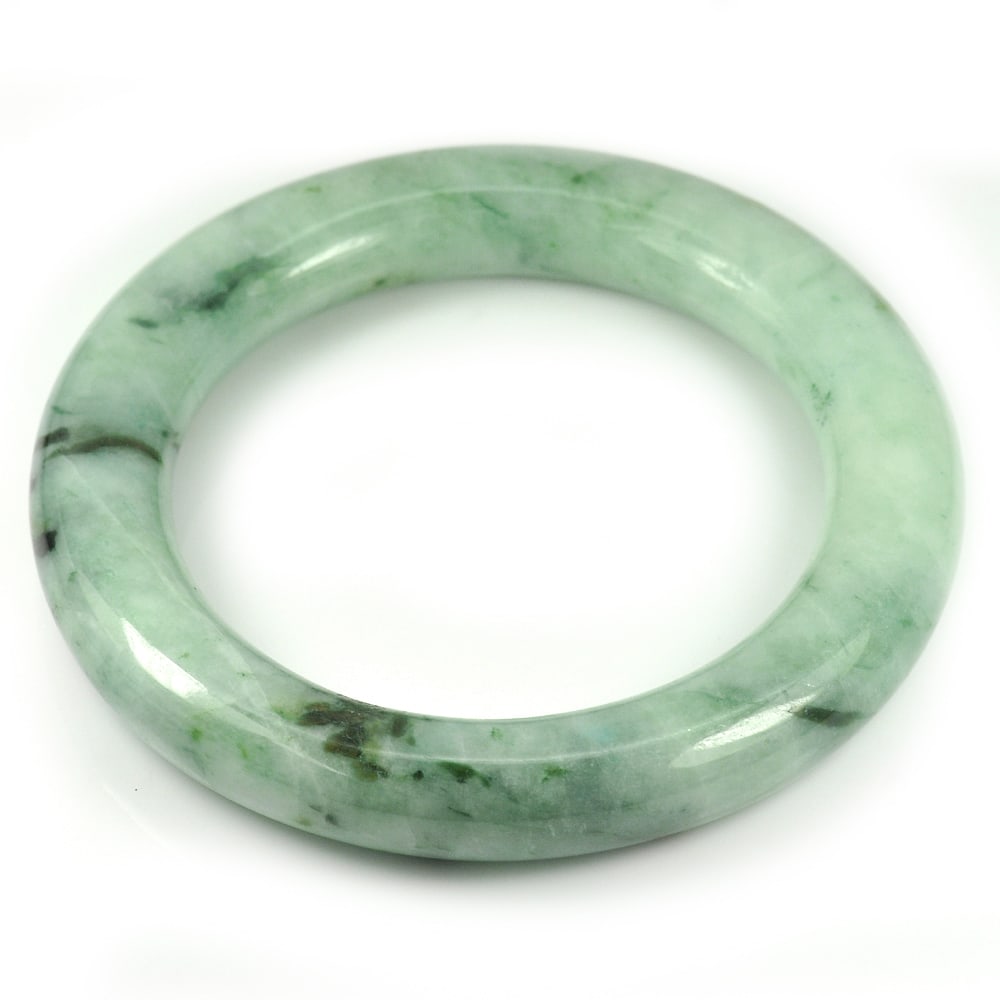 Natural Green Jade 460.01 Ct. Bangle Round Cabochon 85 x 60 Mm Gemstone from Thailand: Product ID: 819814878 Product Name: Natural Jade Weight: 460.01 CT. Size: 85 x 60 x12 MM. Shape: Round Cabochon Color: Green Clarity:Opaque Luster: Good Gems Origin: Thailand Treatment: Unheated Cryst