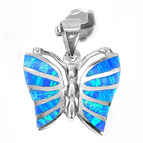 Good Butterfly Design Created Multi Color Blue Opal 925 Sterling Silver Pendant (1 of 3)