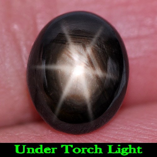 Natural Black Star Sapphire 5.07 Ct. Oval Cabochon Shape 9.5 x 8.3 Mm Gemstone from Thailand (1 of 3)