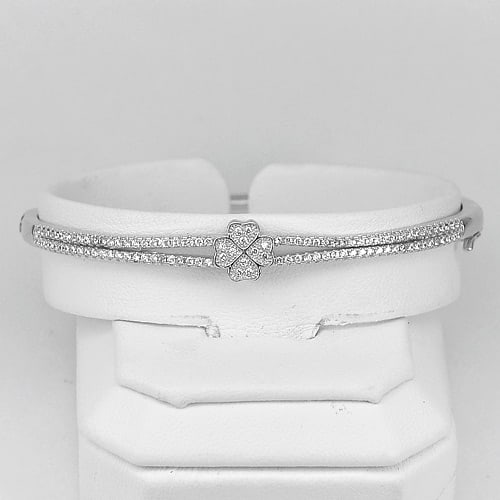 Heart Design Real 925 Sterling Silver Jewelry Bangle Diameter 59 mm. (1 of 3)