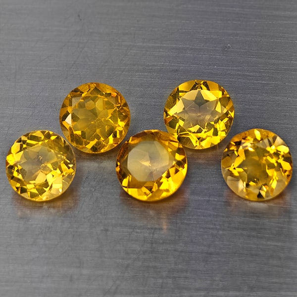 Natural Yellow Citrine 5.79 Ct. 5 Pcs Round Shape 7.4 Mm Gemstone from Brazil: Product ID: 801815468 Product Name: Natural Citrine Weight: 5.79 CT. Size: 7.4 x 7.4 x 3.5 MM. Shape: Round Shape Color: Yellow Clarity:VSI Luster: Good Gems Origin: Brazil Treatment: Unheated Crystal