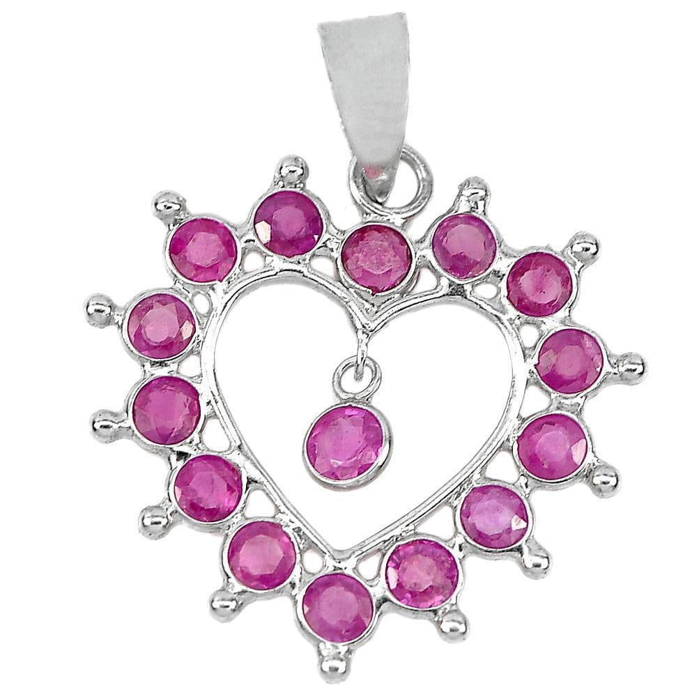 Natural Red Pink Ruby 925 Sterling Silver Pendant Jewelry 0.70 Grams (1 of 3)