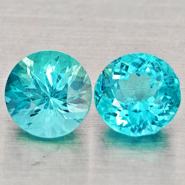 Natural Paraiba Color Apatite 1.09 Ct. 2 Pcs Round Shape 5 Mm Gemstones From Tanzania: Product ID: 800613655 Product Name: Natural Apatite Weight: 1.09 CT. Size: 5 x 5 x 3.5 MM. Shape: Round Shape Color: Paraiba Color Clarity:SI1 Luster: Good Gems Origin: Tanzania Treatment: Unheated Cr