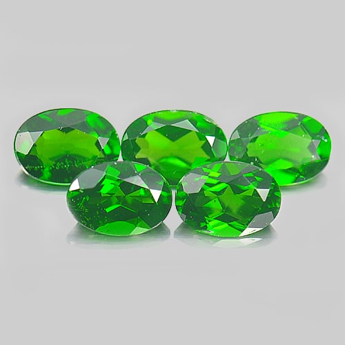 Natural Green Chrome Diopside 4.05 Ct. 5 Pcs. Oval Shape 7 x 5 Mm. Unheated Gemstone (1 of 3)
