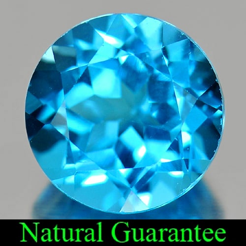 Natural Swiss Blue Topaz 3.68 Ct. Round Shape 9.2 Mm Gemstone from Brazil: Product ID: 807156220 Product Name: Natural Blue Topaz Weight: 3.68 CT. Size: 9.2 x 9.2 x 6.3 MM. Shape: Round Color: Blue Clarity:VSI Luster: Good Gems Origin: Brazil Treatment: Treated Crystal Struc
