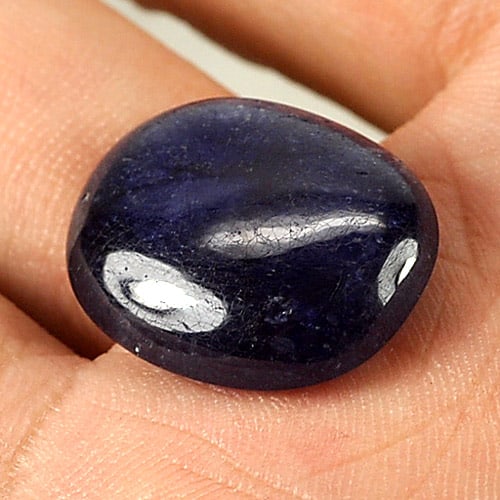 Natural Blue Sapphire 24.65 Ct. Oval Cabochon Shape 20 x 16.2 Mm. Gemstone From Madagascar: Product ID: 806090040 Product Name: Natural Blue Sapphire Weight: 24.65 CT. Size: 20 x 16.2 x 6.6 MM. Shape: Oval Cabochon Color: Blue Clarity:Opaque Luster: Good Gems Origin: Madagascar Treatment: He