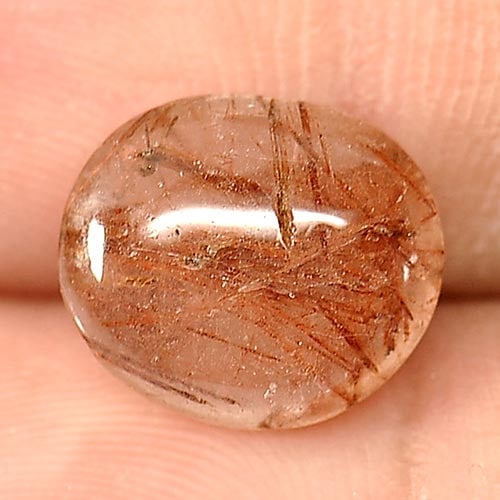 Natural White Brown Rutilated Quartz 4.70 Ct. Fancy Cabochon Shape 12.4 x 10.6 Mm Gemstone from (1 of 3)