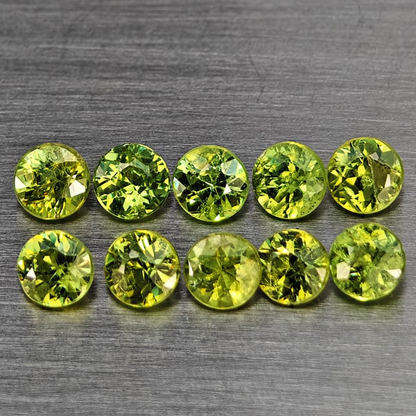 Natural Green Demantiod Garnet 1.75 Ct. 10 Pcs Round Diamond Cut 3.3 Mm Gemstones From Madagascar (1 of 3)