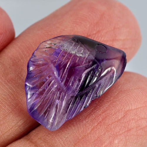 Natural Violet Amethyst 8.24 Ct. Fish Carving Shape 19.1 x 12.8 Mm Gemstone From Brazil (1 of 3)