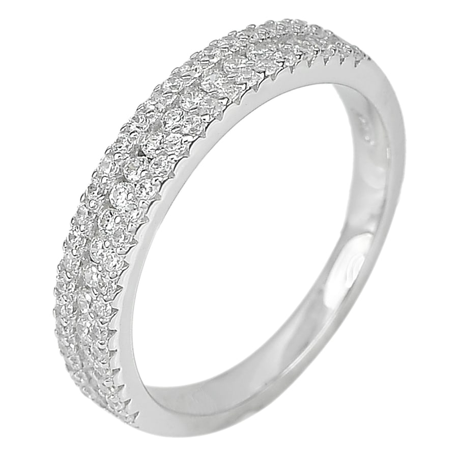 2.75 G. CZ Round White Nice Real 925 Sterling Silver Jewelry Ring Size 8.5 (1 of 3)