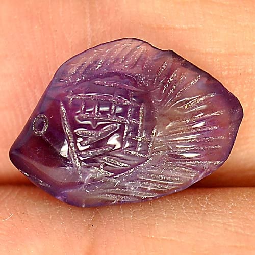 Natural Violet Amethyst 4.23 Ct. Fish Carving Shape 15.7 x 10.8 Mm Gemstone From Brazil: Product ID: 810303592 Product Name: Natural Amethyst Weight: 4.23 CT. Size: 15.7 x 10.8 x 5.2 MM. Shape: Fish Carving Color: Violet Clarity:Semi - Transparent Luster: Good Gems Origin: Brazil Treatmen
