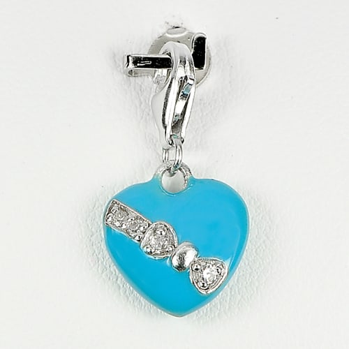 925 Sterling Silver Pendant Jewelry with Blue Enamel 2.55 Grams 22 x 12 Mm.: Product ID: 281330104 Product Type: 925 Sterling Silver Fine Jewelry Jewelry Weight: 2.55 Grams. Gemstones Color: Silver Metal: Solid Silver 92.5%. Gemstone Detail: Heart Design Blue Enamel. And Round