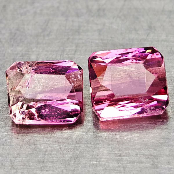 Natural Party Color Pink Tourmaline 1.05 Ct. 2 Pcs Octagon Shape 4.7 x 4.2 Mm Gemstones From Nigeria (1 of 3)