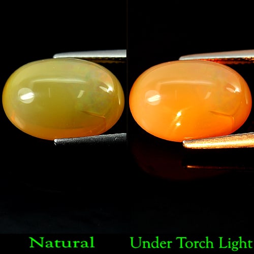 Natural Multi Color Opal 6.19 Ct. Oval Cabochon Shape 15.3 x 10.8 Mm. Gemstone From Ethiopia: Product ID: 818708853 Product Name: Natural Opal Weight: 6.19 CT. Size: 15.3 x 10.8 x 7.2 MM. Shape: Oval Cabochon Color: Multi Color Clarity:Semi - Transparent Luster: Good Gems Origin: Ethiopia Trea