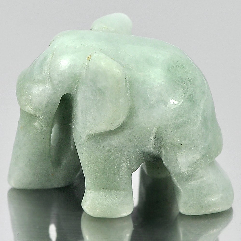 Natural Green Jade Elephant Carving 57.88 Ct. Size 25 x 19 Mm. Gemstone From Thailand (1 of 3)