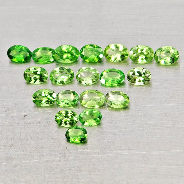 Natural Green Tsavorite Garnet 1.34 Ct. 19 Pcs Oval Shape Gemstone From Tanzania (1 of 3)