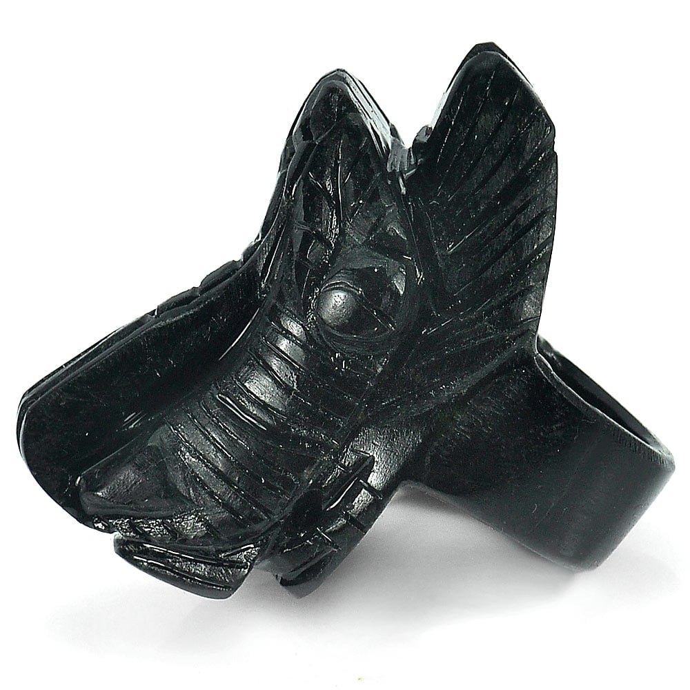 Natural Black Green Jade Dargon Ring Size 9 Unheated Gemstone 268.40 Ct. (1 of 3)