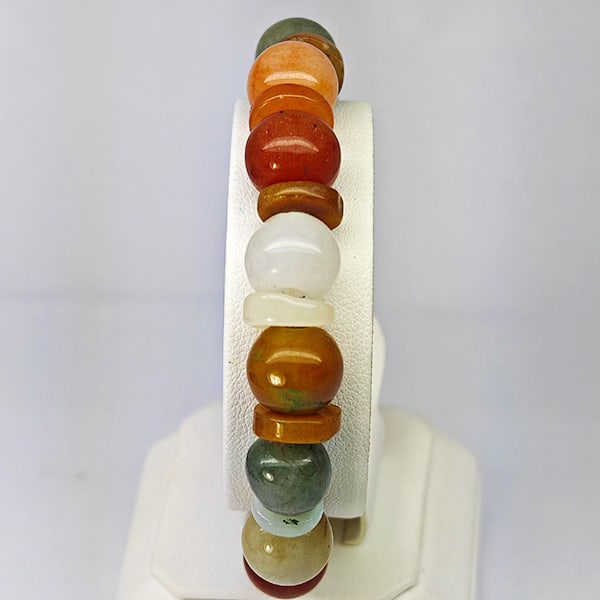 Natural Multi Color Jade Beads Stretch Bracelet 171.66 Ct. Gemstone From Thailand (1 of 3)
