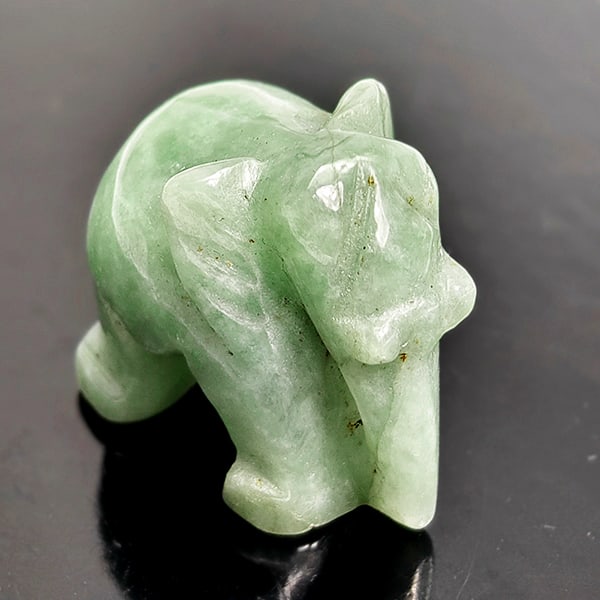 Natural Green Jade 62.30 Ct. Elephant Carving Shape 17 x 29 Mm Gemstone (1 of 3)