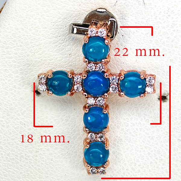 Natural Multi Color Blue Opal 925 Sterling Silver Pendant Jewelry Rose Gold Plated 1.80 Grams (1 of 3)
