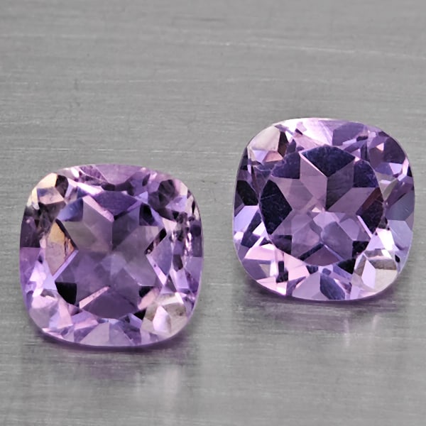 Natural Purple Amethyst 1.82 Ct. 2 Pcs Cushion Shape 6.1 Mm Gemstone From Brazil (1 of 3)