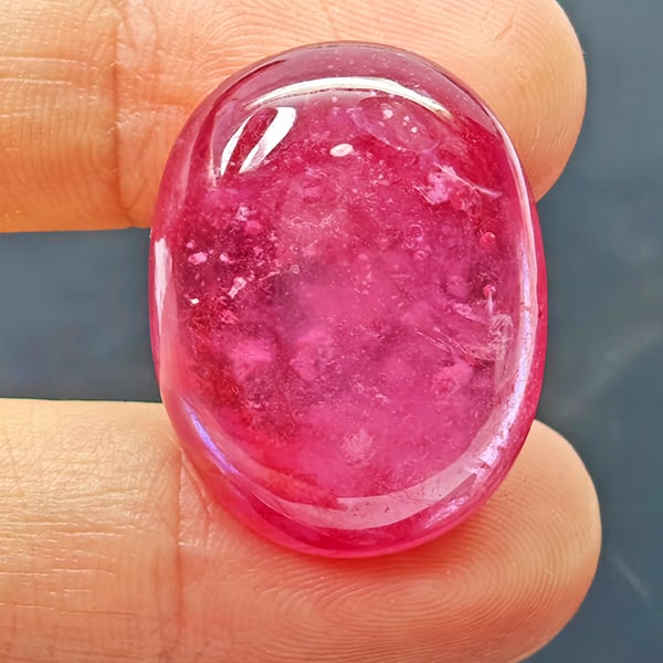 Natural Pink Red Ruby 33.49 Ct. Oval Cabochon Shape 24 x 10.8 Mm Gemstone From Madagascar (1 of 3)