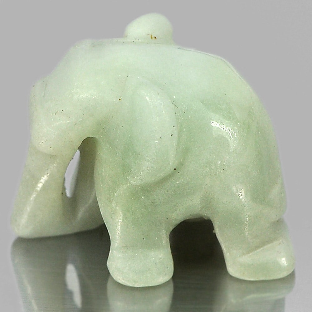 Natural Green Jade 58.64 Ct. Elephant Carving Size 24 x 19 Mm. Unheated Gemstone (1 of 3)