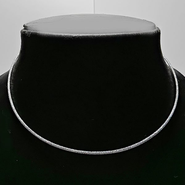 952 Sterling Silver Necklace Jewelry White Gold Plated Length 15 Inch. (1 of 3)