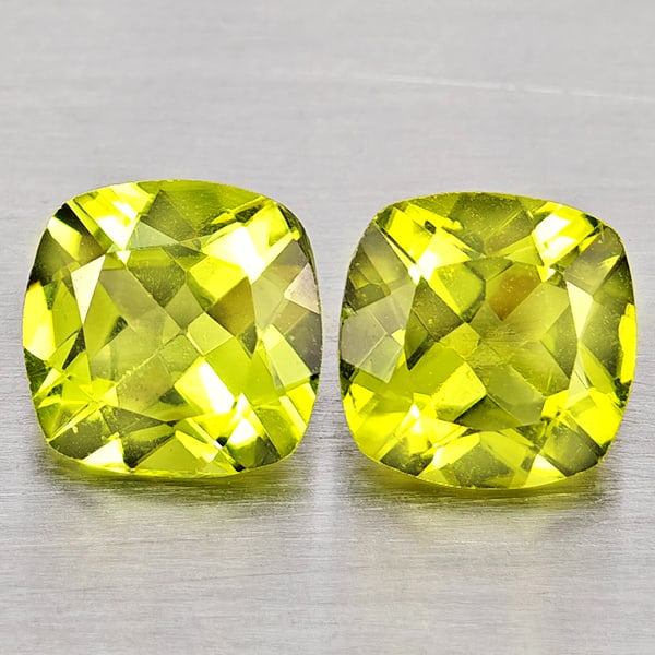 Natural Green Peridot 1.73 Ct. 2Pcs Cushion Shape 6.1 Mm Gemstones From Pakistan: Product ID: 805317381 Product Name: Natural Peridot Weight: 1.73 CT. Size: 6.1 x 6.1 x 3.3 MM. Shape: Cushion Shape Color: Green Clarity:VSI - SI1 Luster: Good Gems Origin: Pakistan Treatment: Unheate