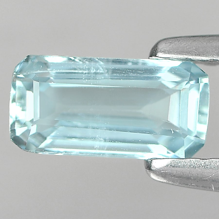Natural Blue Aquamarine 0.53 Ct. Octagon Shape 7.3 x 3.6 Mm Gemstone from Brazil: Product ID: 800811406 Product Name: Natural Aquamarine Weight: 0.53 CT. Size: 7.3 x 3.6 x 2.8 MM. Shape: Octagon Color: Light Blue Clarity:VSI Luster: Good Gems Origin: Brazil Treatment: Unheated Crys