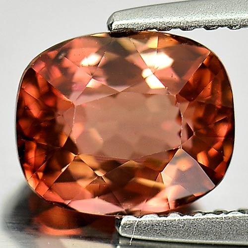 Natural Pinkish Orange Tourmaline 1.92 Ct. VVS Cushion Shape 8 x 6.7 Mm. Gemstone From Nigeria (1 of 3)