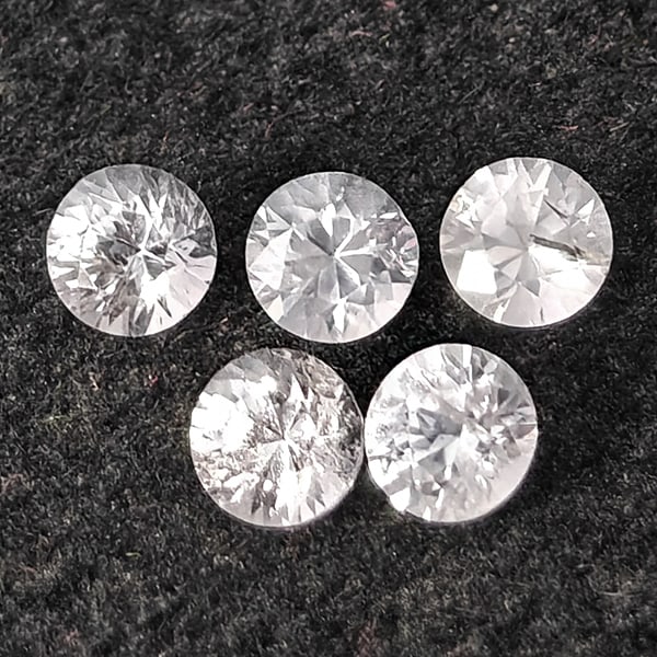 Natural White Sapphire 0.47 Ct. 5 Pcs Round Diamond Cut 2.7 Mm Gemstone From Sri Lanka (1 of 3)