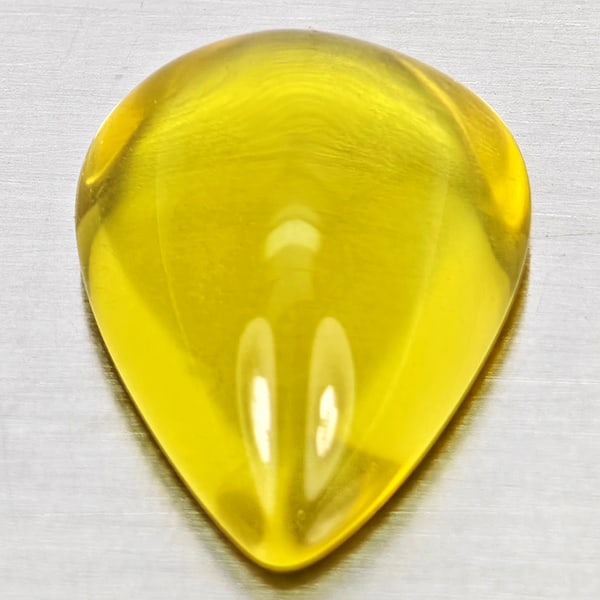 Natural Yellow Lemon Quartz 13.63 Ct. Pear Cabochon Shape 19.6 x 14.3 Mm Gemstone From Brazil (1 of 3)