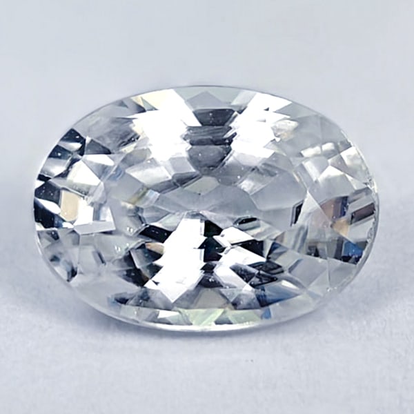 Natural White Zircon 1.18 Ct. Oval Shape 7.1 x 5.1 Mm. Gemstone From Cambodia (1 of 3)