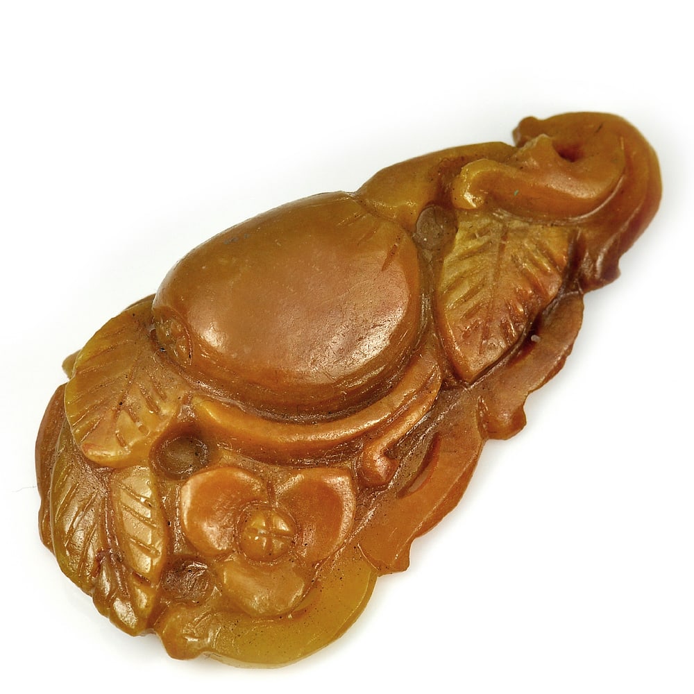 Natural Honey Jade Fruit Carving 87.59 Ct. Size 41 x 22 Mm. Unheated Gemstone (1 of 3)
