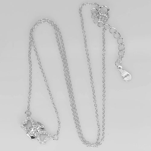 925 Sterling Silver Necklace Jewelry Beautiful Design Length 16 Inch. (1 of 3)