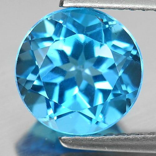 Natural Swiss Blue Topaz 3.53 Ct. Round Shape 9 Mm Gemstone From Brazil (1 of 3)