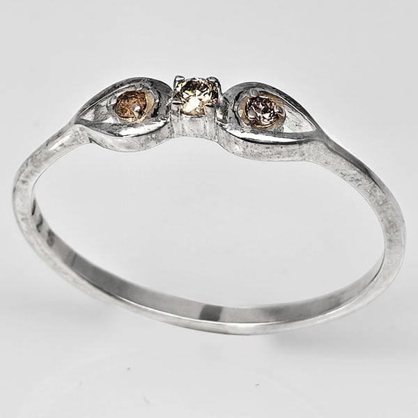 925 Sterling Silver Ring Jewelry 0.86 Grams With Natural Diamond 0.08 Ct. Size 6.5 (1 of 3)