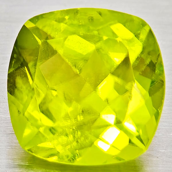 Natural Green Peridot 1.69 Ct. Cushion Shape 7 Mm Gemstone From Pakistan (1 of 3)