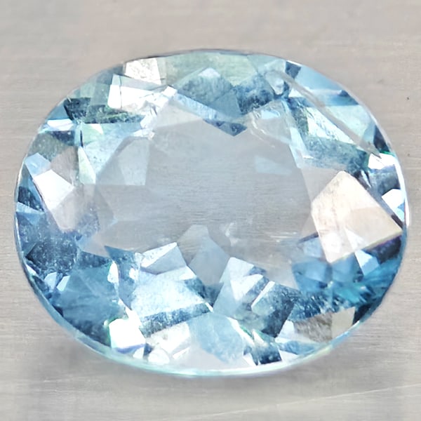Natural Baby Blue Aquamarine 1.00 Ct. Oval Shape 7.2 x 6.1 Mm Gemstone From Brazil (1 of 3)