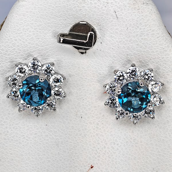 Natural London Blue Topaz 925 Sterling Silver Earring Jewelry 3.47 Grams (1 of 3)